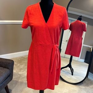 J Crew Factory red wrap dress